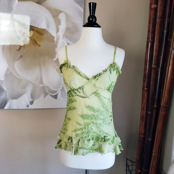 Planet Funk Tops - 🎈Plant Funk ~ Mesh Sequin Green Top